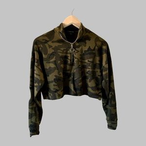 Camo Crop Sweater Top